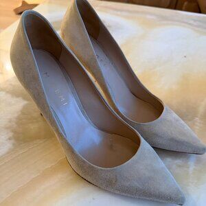 M.GEMI Beige Suede Pointed Toe Pumps Heels